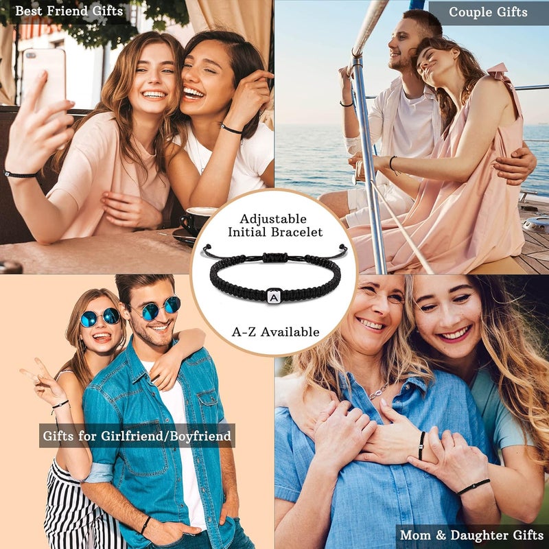 Btysun Initial Bracelets for Women Men Gifts for Her Teen Girl Best Friend Birthday Graduation Dainty Braided Bracelets Letter A-Z Charm Adjustable Link Mother's Day Jewelry Mom Christmas Gifts Valentine's Day Jewelry - Image 5